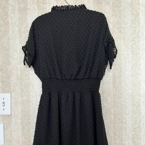 Black Ruffled Overlay has Dots Dress.  Size X Large. Wear it anywhere  anytime!